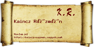 Kaincz Rézmán névjegykártya